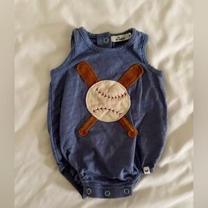 Oh baby! 0-3 months Blue Baseball Themed Baby Romper